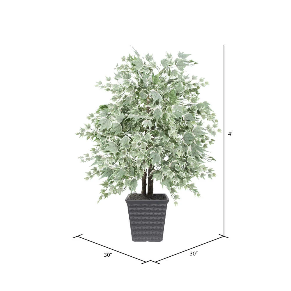 Vickerman TBU1640-SG 4' Artificial Silver Maple Bush Gray Square Plastic Container