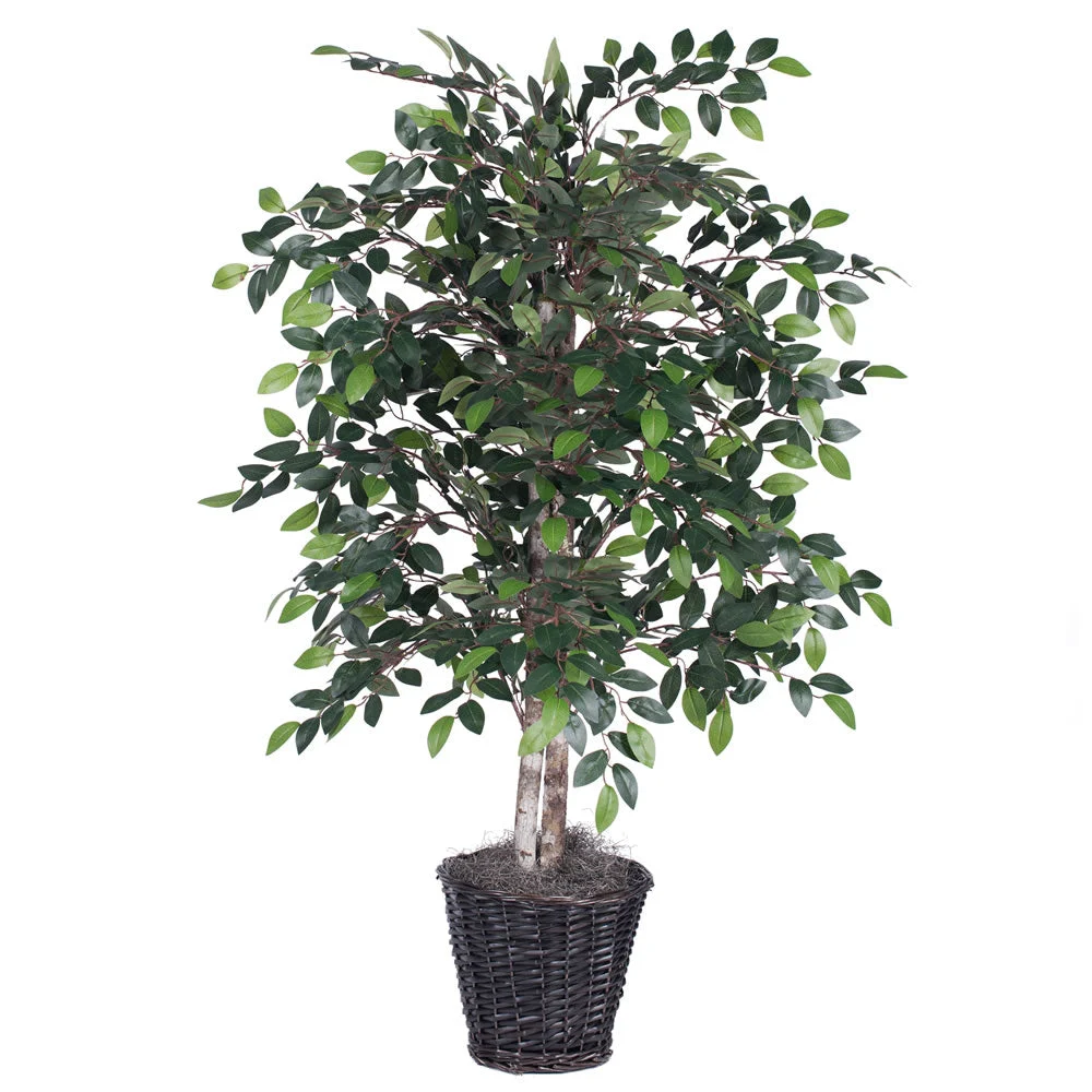 Vickerman TBU4240 4' Artificial Mini Ficus Bush Rattan Basket.
