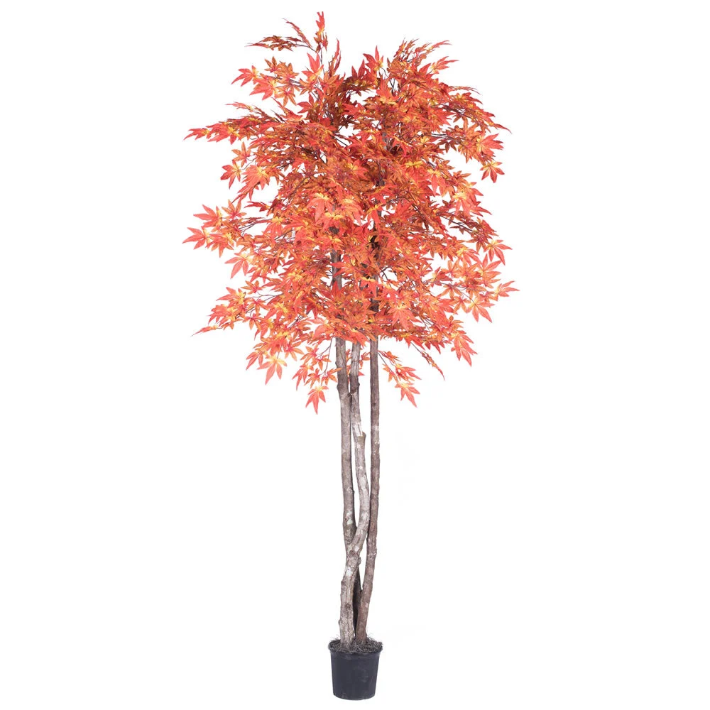 Vickerman TDX3760-07 6' Artificial Orange Maple Deluxe Black Plastic Pot