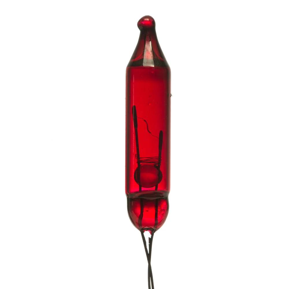 Vickerman W2V1703 Red Glass Incandescent Mini Bulb With Pinched Base 2.5 Volt 170Ma 50 Per Bag