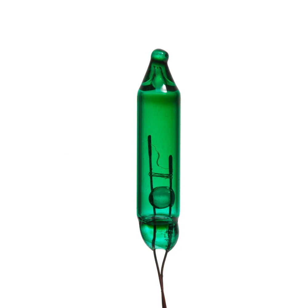 Vickerman W2V1704 Green Glass Incandescent Mini Bulb With Pinched Base 2.5 Volt 170Ma 50/Bag