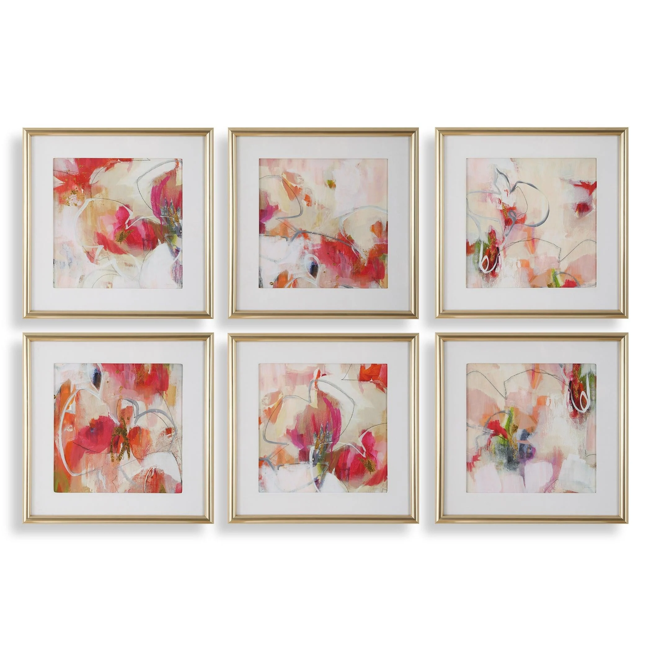 Fresh Start Red Abstract Prints // Set of 6