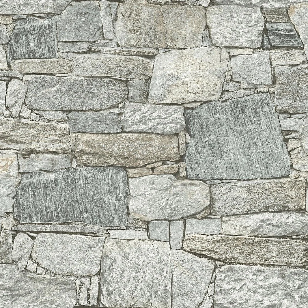 Chateau Stone Peel & Stick Wallpaper // Grey & Beige