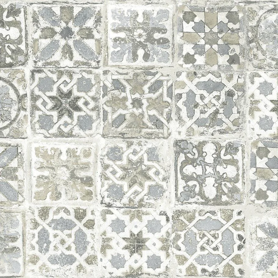Ecaustic Tile Peel & Stick Wallpaper // Grey