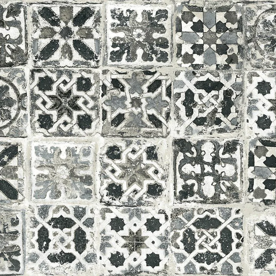 Encaustic Tile Peel & Stick Wallpaper // Black