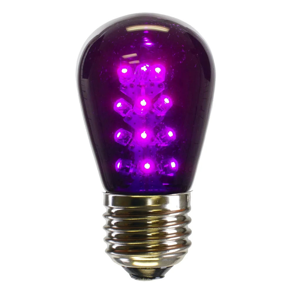 Vickerman XS14P06-5 S14 LED Purple Transparent Plastic Bulb E26 Medium Nickel Base 5 Per Pack