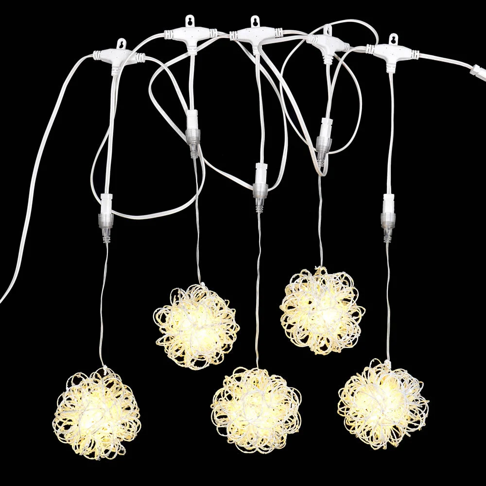 Vickerman X18W1501 8' Warm White Micro Icicle 4" Glitter Vine Christmas Ball Light Set