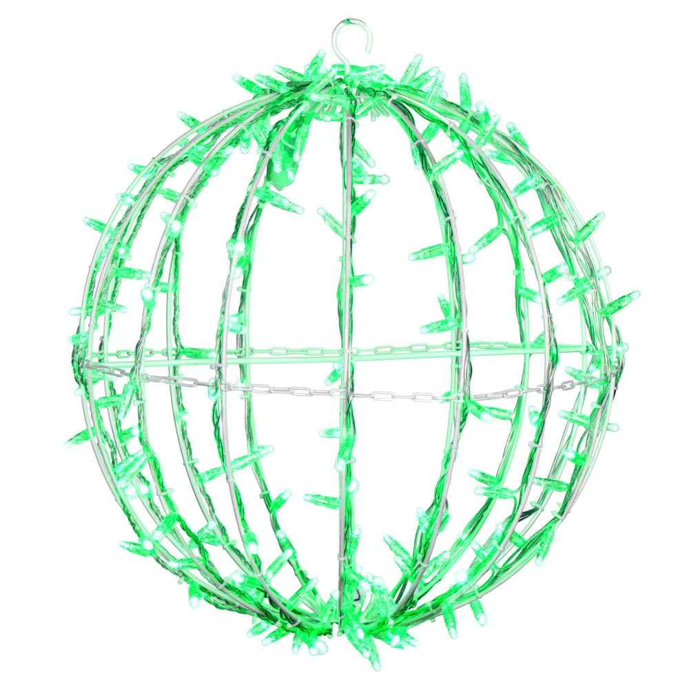 Vickerman X20LED04T 180Lt X 20" Fold Flat Green LED Twinkle Jumbo Hanging Sphere.