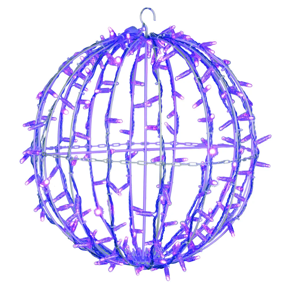 Vickerman X20LED06T 180Lt X 20" Fold Flat Purple LED Twinkle Jumbo Hanging Sphere.