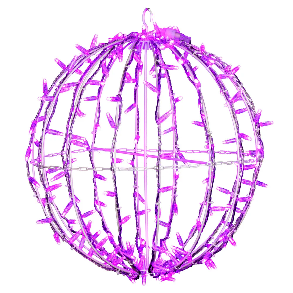 Vickerman X20LED09T 180Lt X 20" Fold Flat Pink LED Twinkle Jumbo Hanging Sphere.