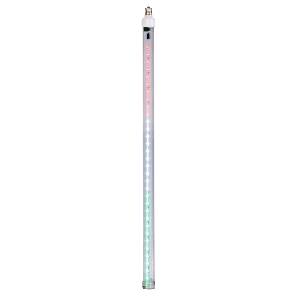 Vickerman XS24C124 5 Pack Of 24" Red-White-Green LED Snowfall Tube Bulb C9-E17 Nickel Base