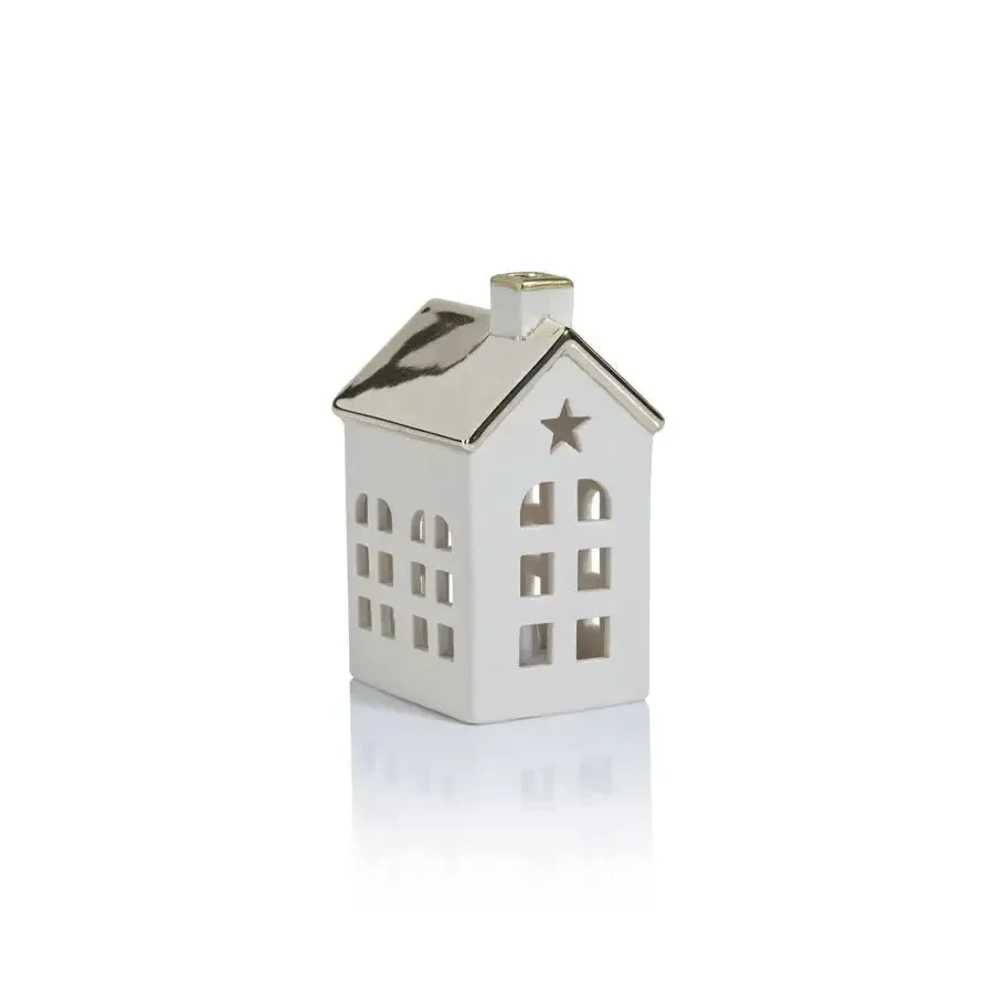 Porcelain LED House with Gold Roof // 2 Sizes
