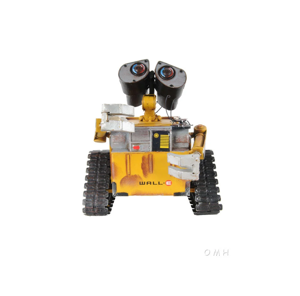 Old Modern Handicrafts Wall-E Metal Robot Coin Bank – Handmade Iron Display Model with Hal, 9" Tall