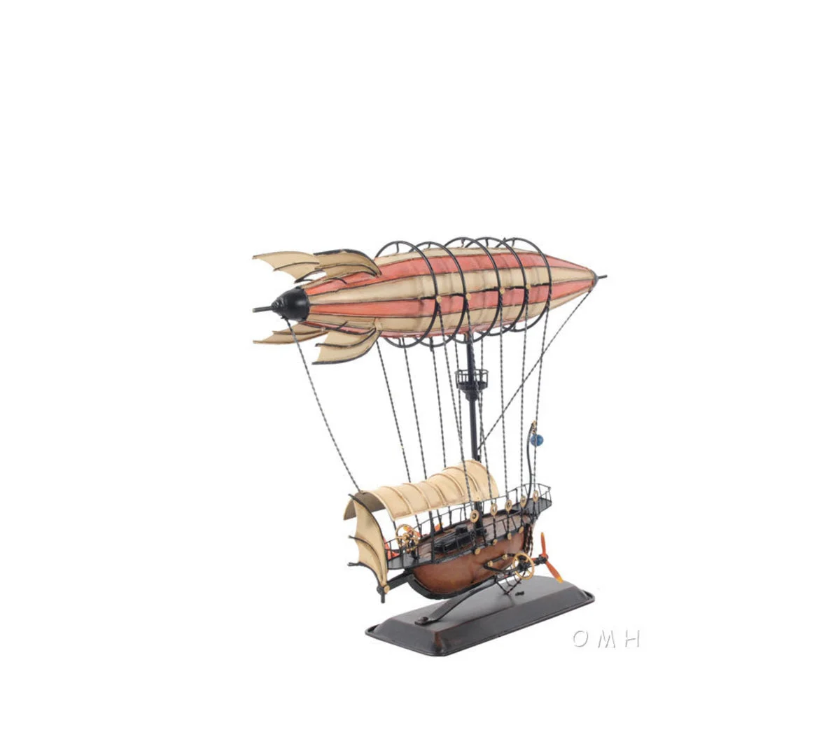 Old Modern Handicrafts Steampunk Airship Model – Handmade Iron Fantasy Decor, 14"x5"x12"