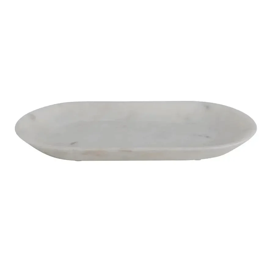 Oval White Marble Tray