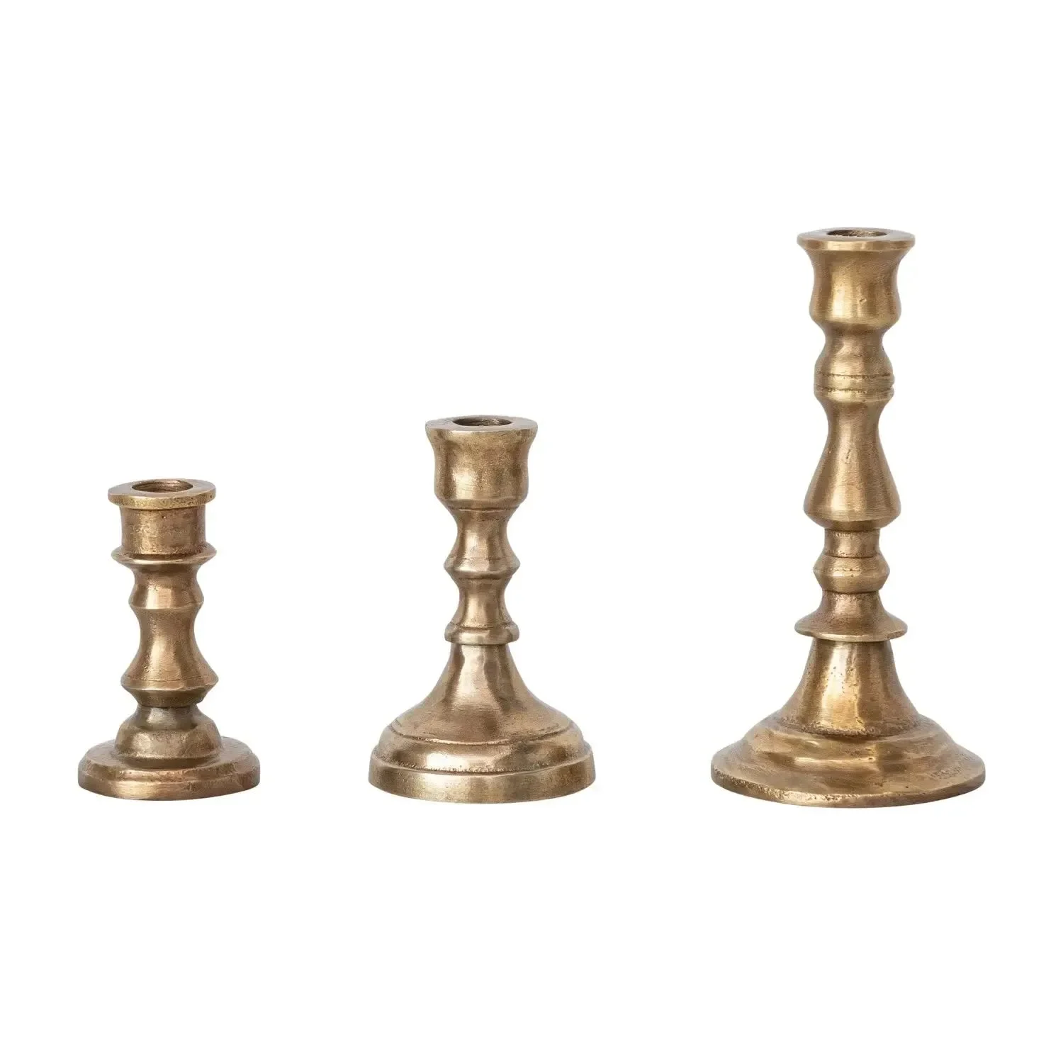 Antique Brass Skinny Mini Taper Candle Holder // 2 Sizes