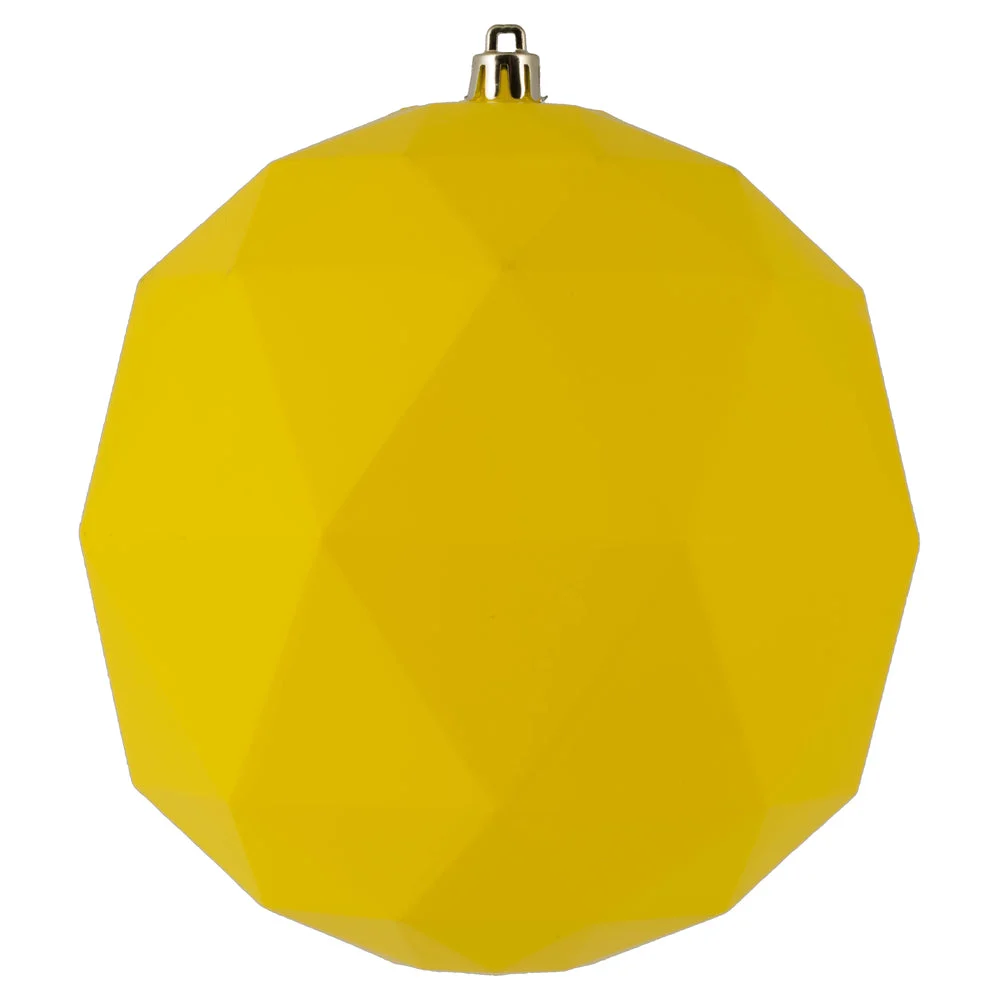 Vickerman M177478DM 6" Yellow Matte Geometric Ball Ornament 4 Per Bag