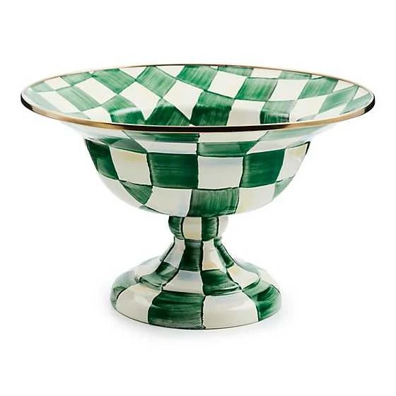 MacKenzie-Childs Emerald Check Large Compote