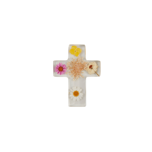Mud Pie Dried Yellow Flower Resin Cross