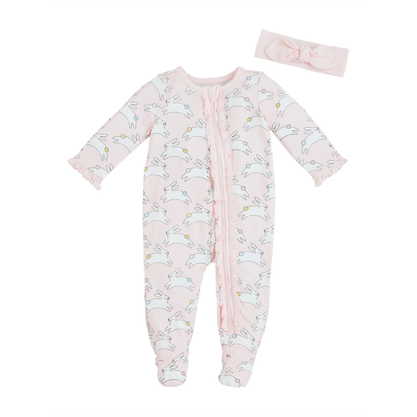 Mud Pie Pink Bunny Baby Sleeper