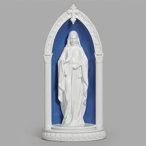 8.25"H LED IMMACULATE HEART OF MARY IN ARCH DELLA ROBBIA