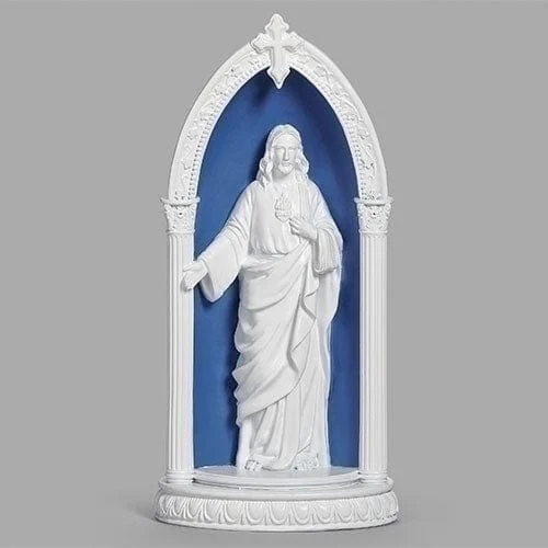 8.25"H LED SACRED HEART OF JESUS IN ARCH DELLA ROBBIA
