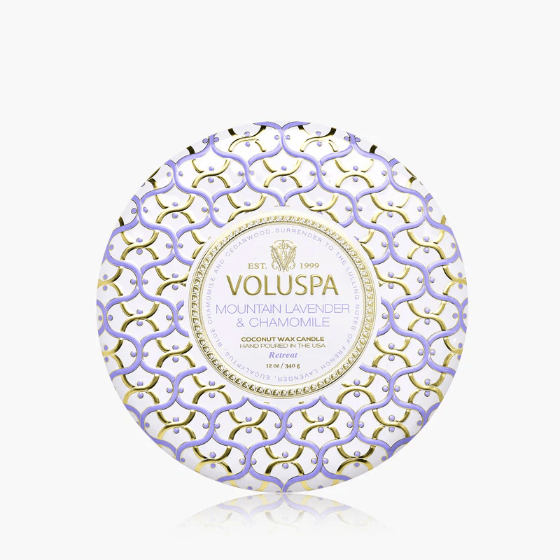 Voluspa Mountain Lavender & Chamomile 3 Wick Tin Candle