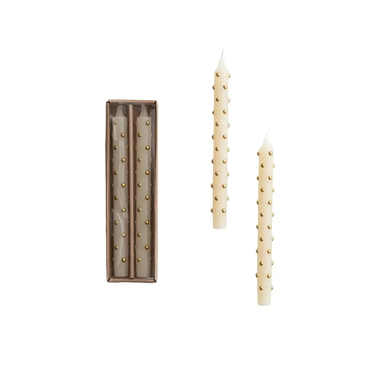 Taper Candles with 3D Gold Dots // Set of 2