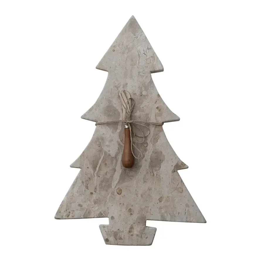 Marble Tree Board with Canape Knife